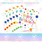 40Pcs Happy Birthday Decorations - Party Supplies Set Includes Disposable Paper Plates And Napkins With Birthday Dots Design For Adults And Kids