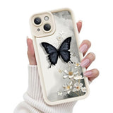 For Iphone 14 Case, Creative Butterfly Pattern Design For Girl Women, Soft Silicone Shockproof Anti-Scratch Protection Phone Cover For Iphone 14 (3D Black Butterfly)
