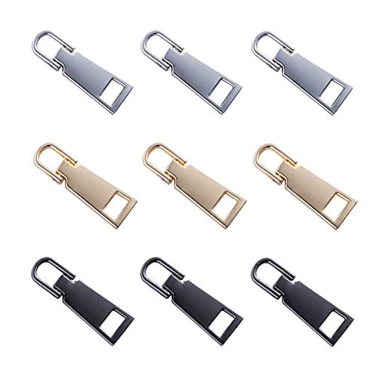 9 Pieces Zipper Pull Replacement Metal Zipper Pull Repair Zipper Pull
