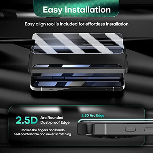 3 Pack Tempered Glass Screen Protector for iPhone 13 Pro Max with 3 Pack Camera Lens Protector, Case Friendly Easy Installation Clear Protective