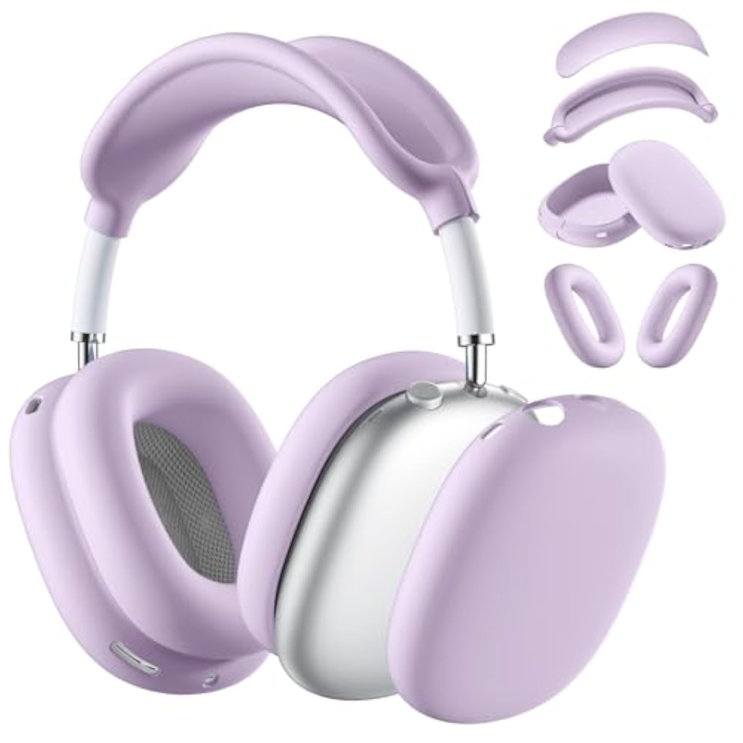 Silicone Case Cover For Airpods Max Headphones, Purple Airpods Max Ear Cup Cover/Ear Pad Case Cover/Ear Cups Cover/Max Headband Pad,Accessories Silicone Skin Protector For Apple Airpods Max (Lavender