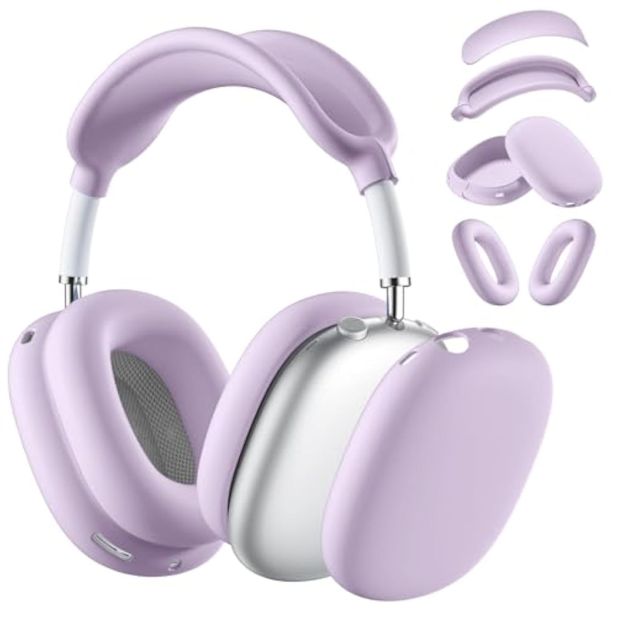 Silicone Case Cover For Airpods Max Headphones, Purple Airpods Max Ear Cup Cover/Ear Pad Case Cover/Ear Cups Cover/Max Headband Pad,Accessories Silicone Skin Protector For Apple Airpods Max (Lavender