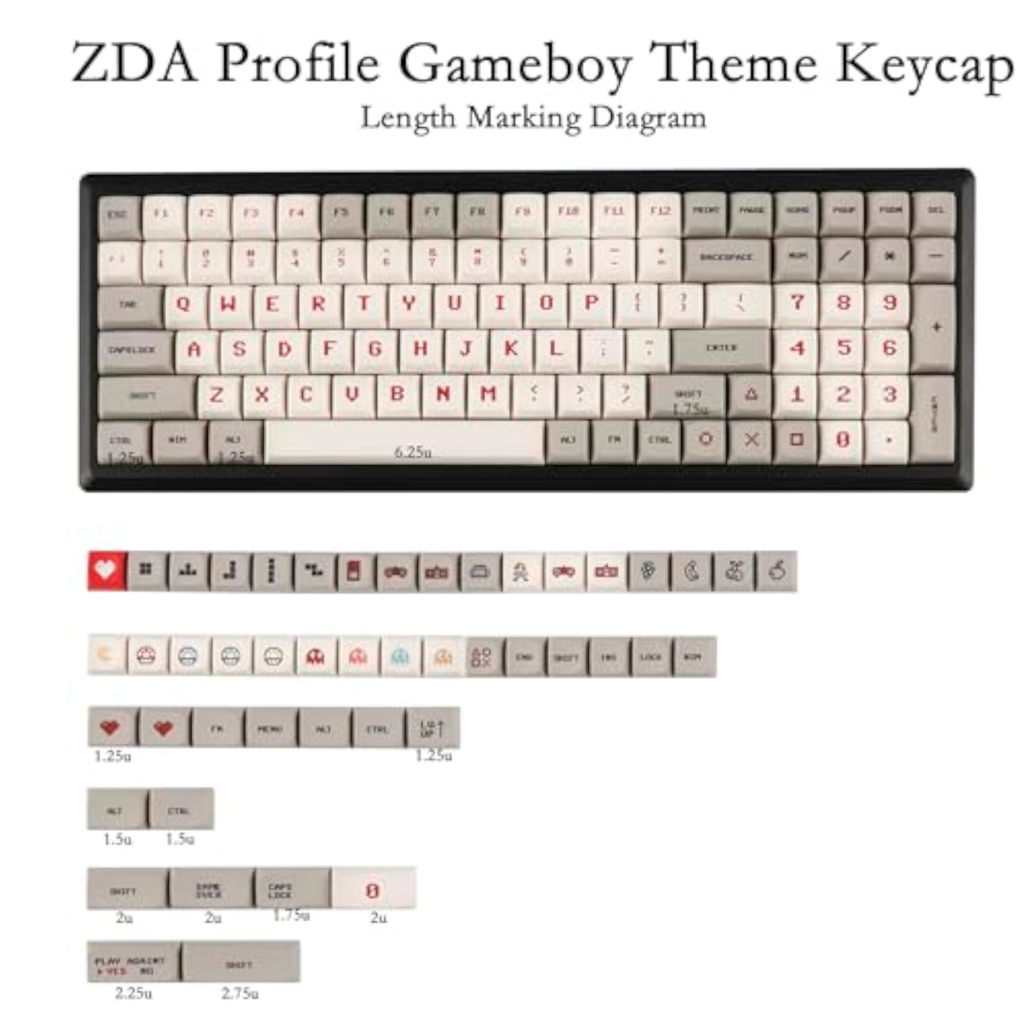 146 Key Gameboy Dye Sub Zda Pbt Keycap Similar To Xda For Mx Keyboard 104 87 6