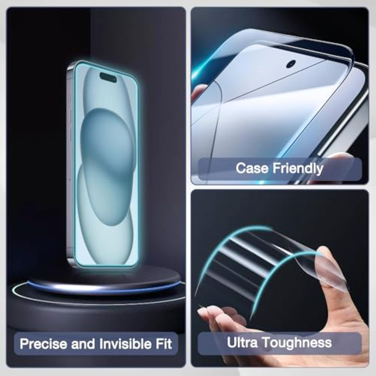2-Pack Screen Protector For Iphone 16 Pro Max, 9H Tempered Glass, High Definition Clear, Full Coverage, Anti-Fingerprint, Auto Dust-Elimination, No Bubble, Easy Installation