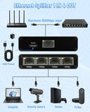 Internet Splitter 1 In 4 Out, Gigabit Ethernet Lan Splitters High Speed 1000Mbps Rj45 Ethernet Switch For Cat8/7/6/5E/5 Cable [4 Devices Simultaneous Networking]