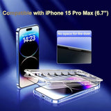 2-Pack Privacy Screen Protector For Iphone 15 Pro Max (6.7"), Anti-Spy With Easy Installation Kit [Auto-Dust Removal], Hd Tempered Glass & Bubble Free