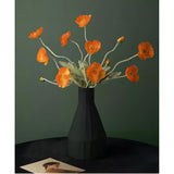 Set Of 6 Poppies Flowers Artificial Silk Flowers With Long Stems Faux Wildflowers Bouquet For Vases Oil Pastel Style For Wedding Party Indoor Home Office Decor (Orange)