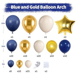 124pcs Navy Blue Gold Balloon Arch Kit with Star Balloons for Party & Celebration