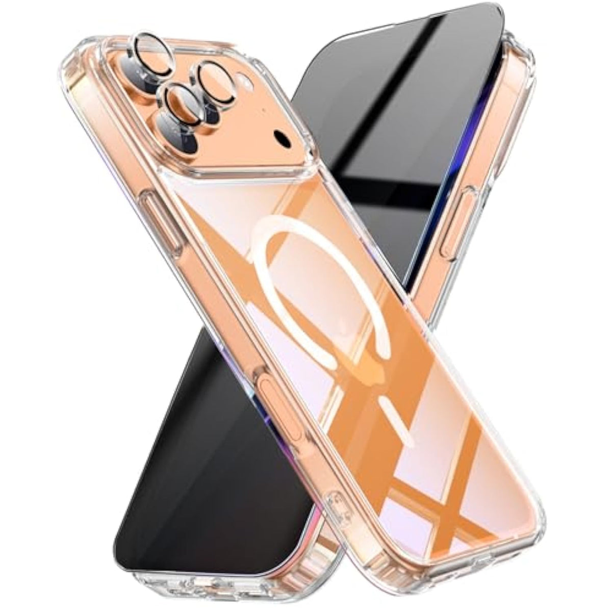 3-In-1 For Iphone 17 Pro Max Case With Privacy Screen Protectors & Individual Camera Lens Protector [Compatible With Magsafe] Magnetic Phone Cover For Iphone 17 Promax,Crystal Clear