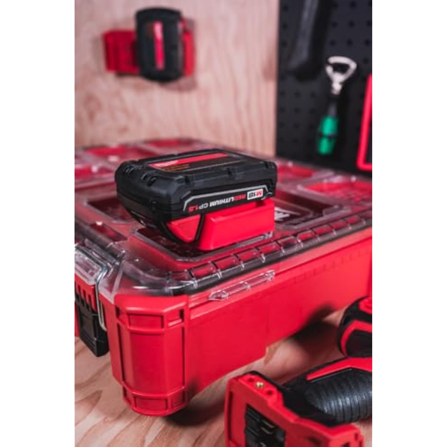 Caddy | Battery Holder Compatible With Milwaukee M18 & PACKOUT - Perfect for Work Van Accessories, Work Bench, Tool Box (2-Pack)