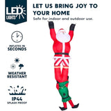 8 Ft Hanging Christmas Inflatables Decoration, Christmas Inflatable Climbing Santa With Falling Elf, Blow Up Santa With