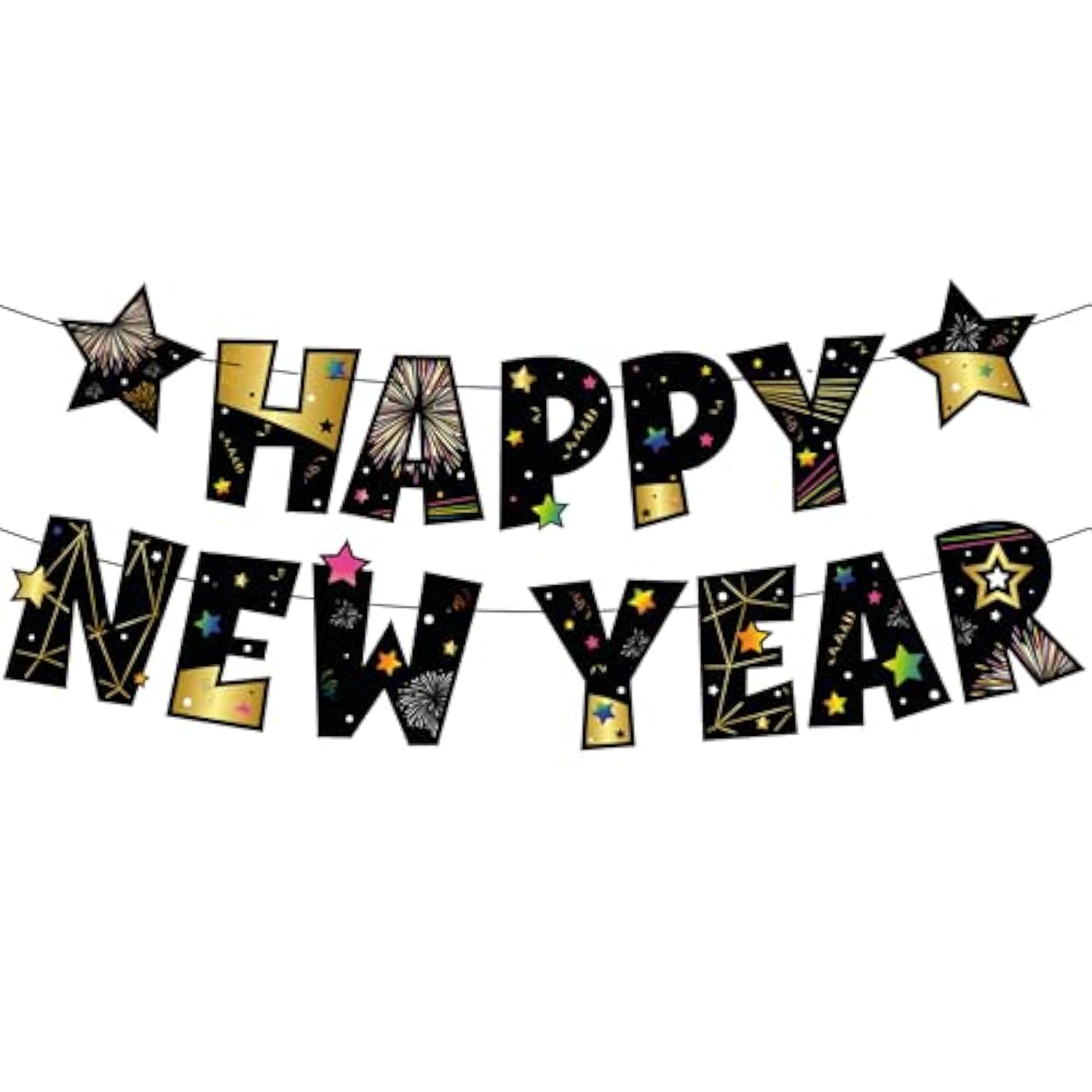 Gold & Black Happy New Year Banner 10ft Party Decorations 2026