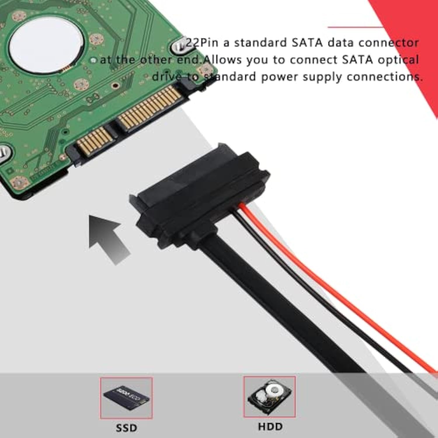 Slimline Sata 13 Pin Male To 22 Pin Sata Female Cable Adapter,Slimline Serial
