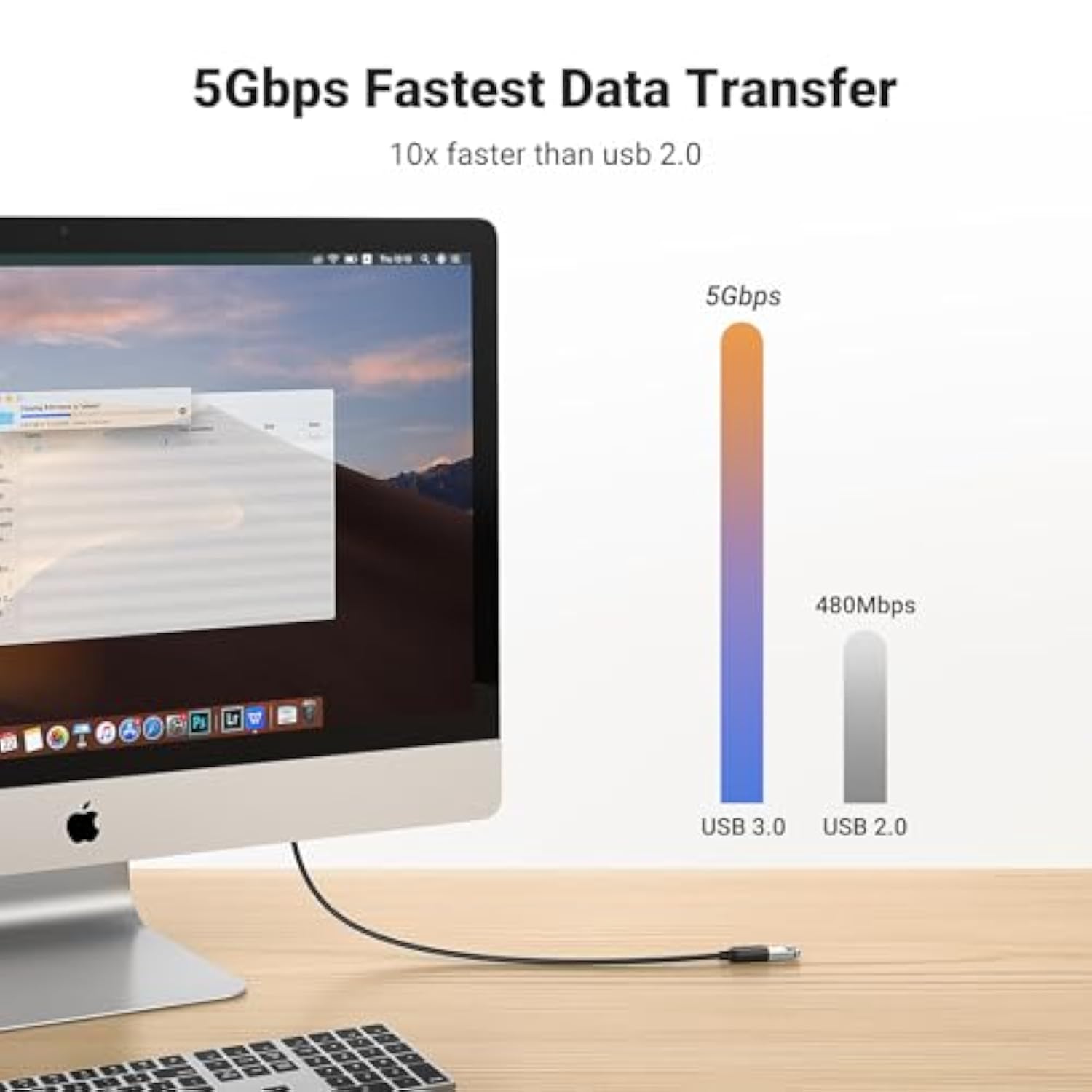 UGREEN USB Extender, USB 3.0 Male to Female Extension Cable USB Cable High Speed Data Transfer Compatible with Webcam, Gamepad, USB Keyboard, Mouse, Flash Drive, Hard Disk