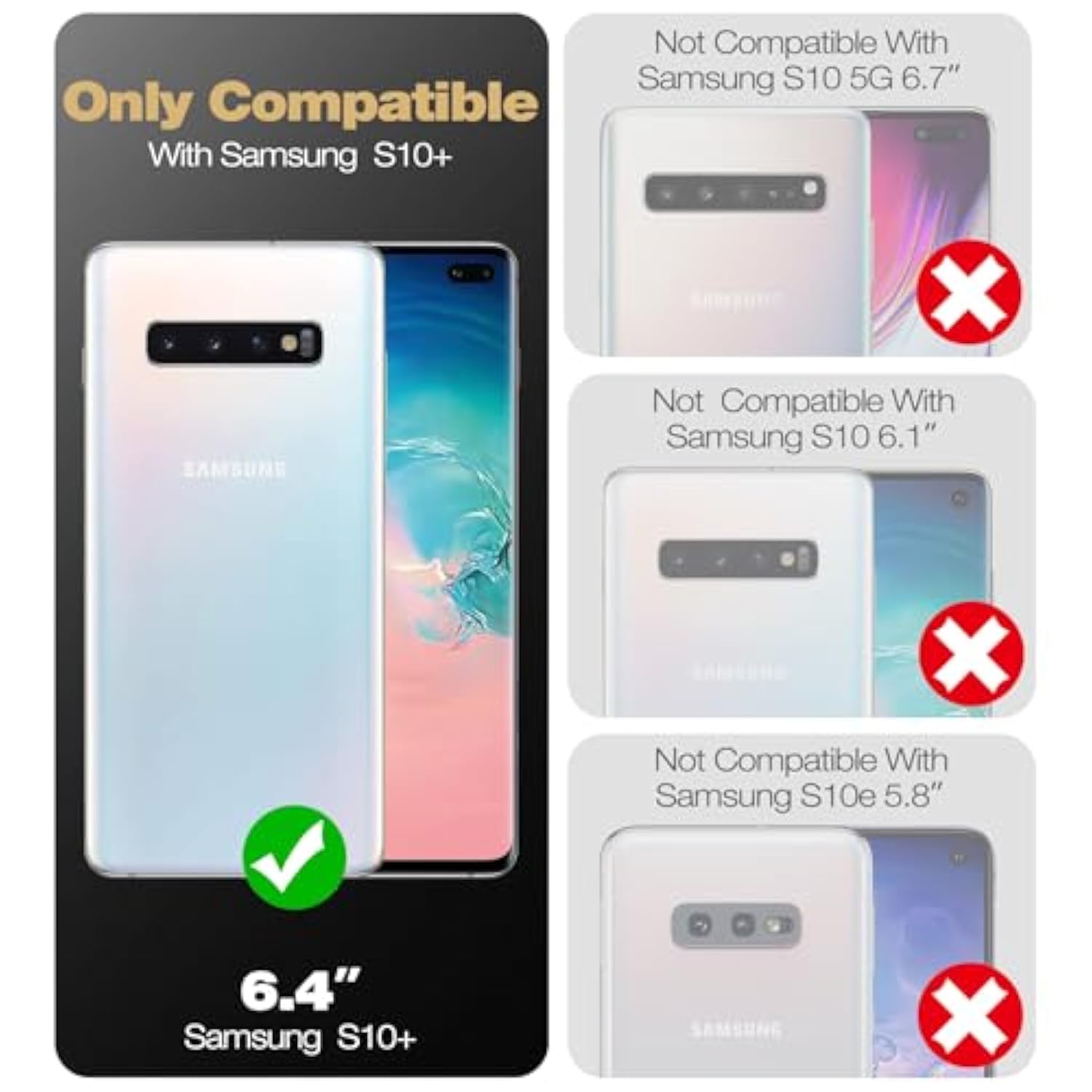 For Samsung Galaxy S10+ Plus Case, [Built In Screen Protector And Kickstand] Heavy Duty Grade Protection Shockproof Protective Cover For Samsung Galaxy S10 Plus Black