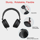 Long Cord Headphones For Tv And Pc With Volume Control And Mic, 21.6Ft/6.6M Extended Cable With Clip, Rca & 3.5Mm Aux Audio, Fold-Flat Stereo Over Ear Wired Tv Headphones, Sm-906Tv