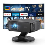 [1500Ansi/ Google Tv] Smart Projector With Wifi And Bluetooth, Portable Outdoor Projector 4K Support, Auto Focus & Keystone, Built-In Apps, Indoor Home Theater With 360° Rotatable Stand