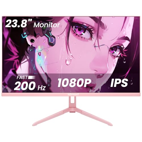Pink 24 Inch Gaming Monitor 200Hz Refresh Rate Fhd 1080P Resolution Fast Ips Panel 1Ms Gtg Response Time Adaptive Sync Built-In Speakers Pink Monitor