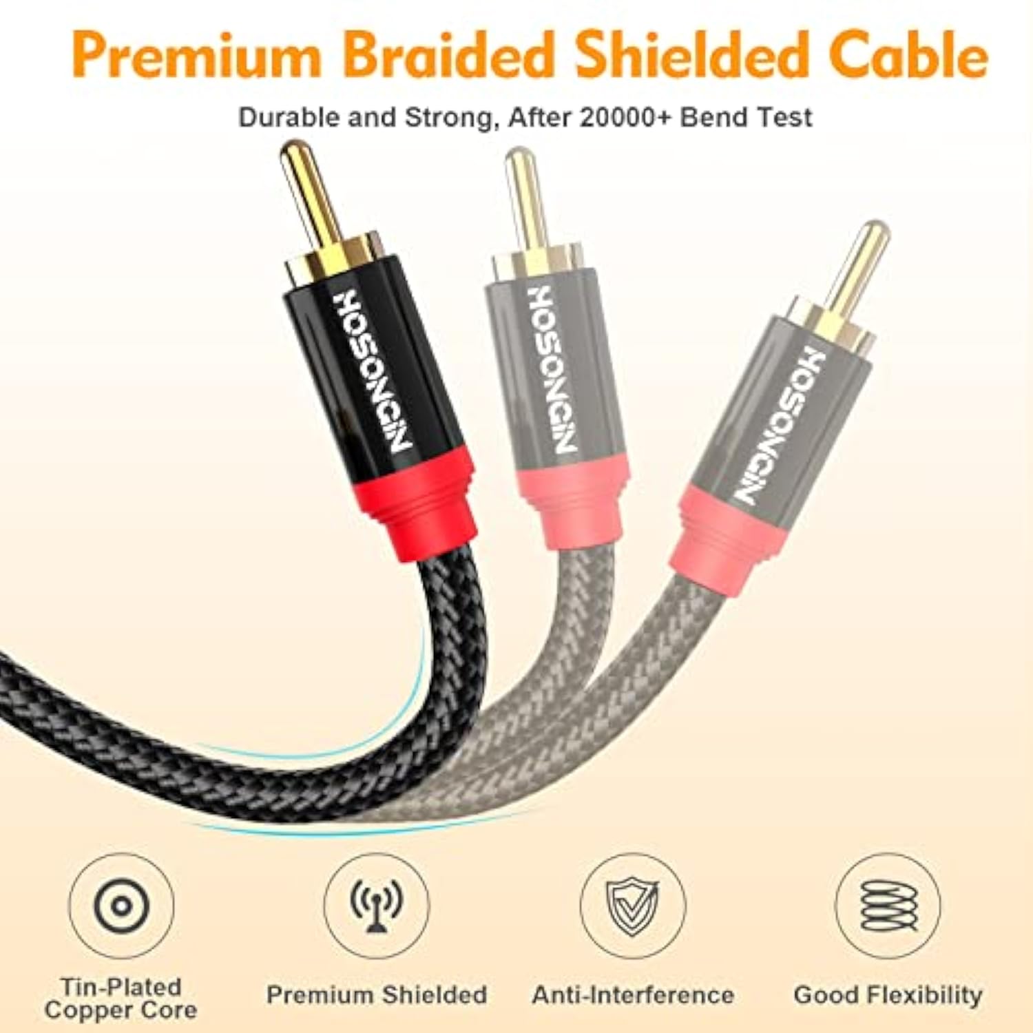 Rca Cables 3.3Ft 2 Pack[Hi-Fi Sound, Nylon Braided, Shielded], 2-Male To 2-Mal