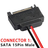 Sata 15-Pin Male To Sata 6-Pin Female Slimline Power Adapter Cable Sata 15 Pin