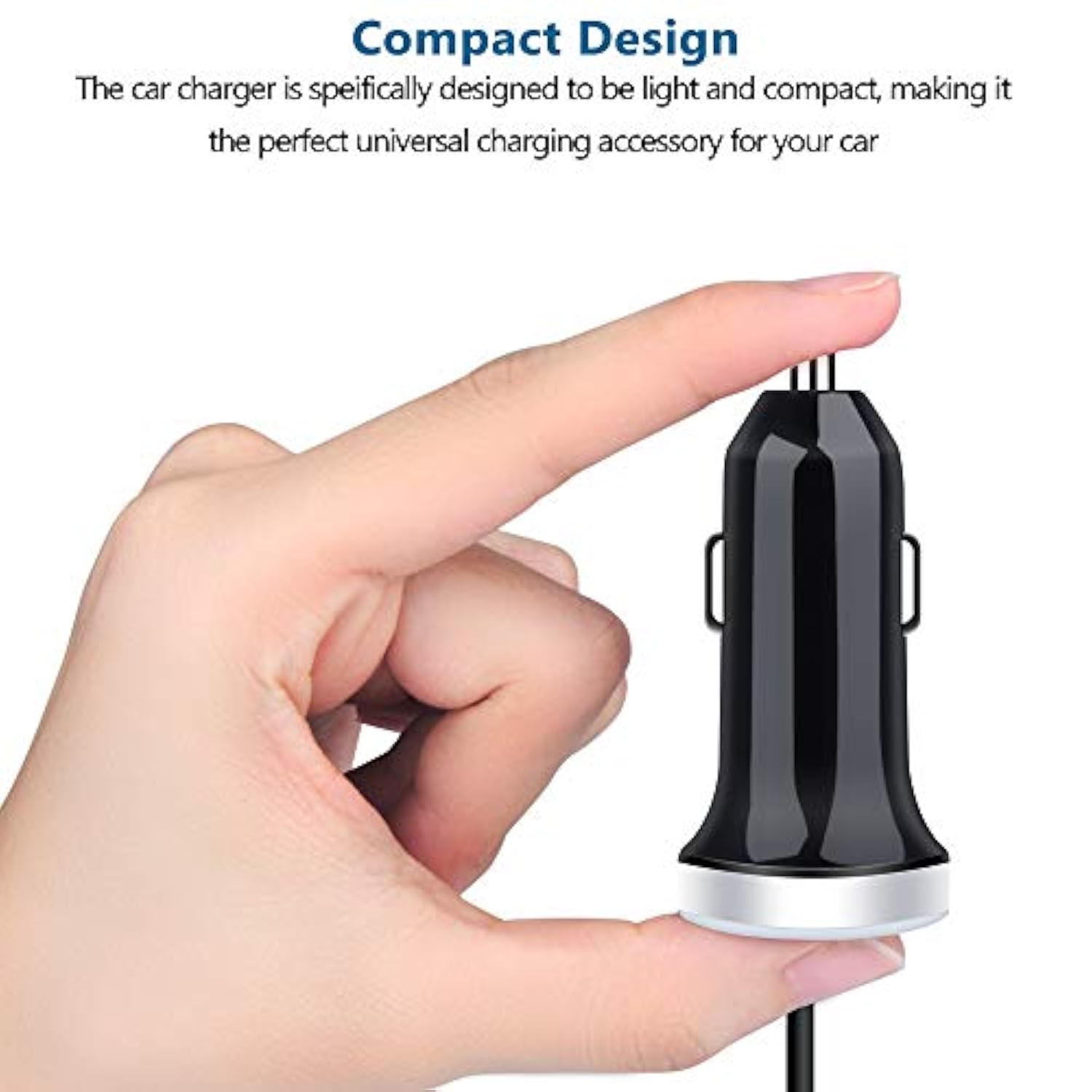 3.4A USB-C Car Charger with 3ft Cable for Samsung, LG, Moto, Google Pixel