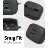 JBL Tune 230NC TWS Case Cover, Silicone Protective Portable Scratch Shock Resistant Logo Visible Design Cover Compatible with JBL 230NC Earbuds Charging Case with Carabiner - Black