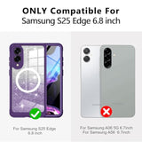 For Samsung Galaxy S25 Edge Case Glitter,Compatible With Magsafe[Built-In Tempered Glass Screen Protector] Full Body Shockproof Protective Slim Fit Bling Phone Case,Amethyst Purple