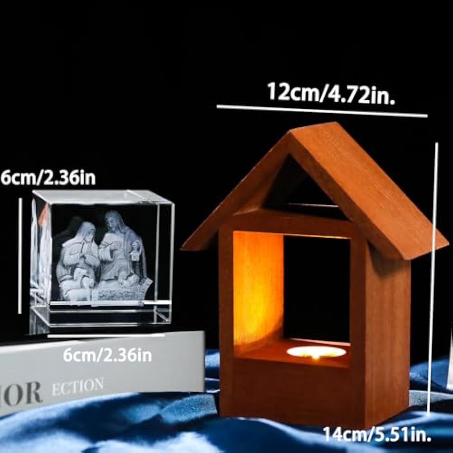 Nativity Jesus Lamp Christian Gifts For Women 3D Engraved Wooden House Night Light, Religious Gifts For Mom Grandma Christmas Presents For Home Decor