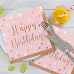 Rose Gold And Pink Party Supplies Disposable Napkins Rose Golden Dot Confetti Paper Napkins For Graduation Wedding Anniversary Cocktail Birthday Party Decorations 3-Ply 50 Pack