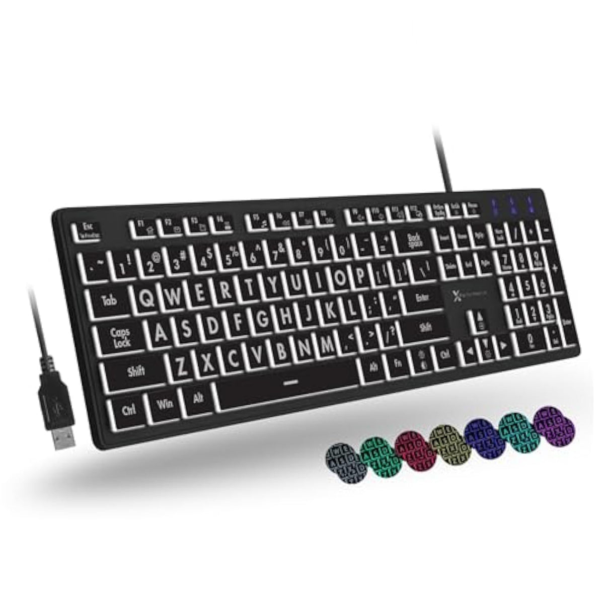 Backlit Large Print Keyboard - Easy To See And Type - Light Up Keyboard For El