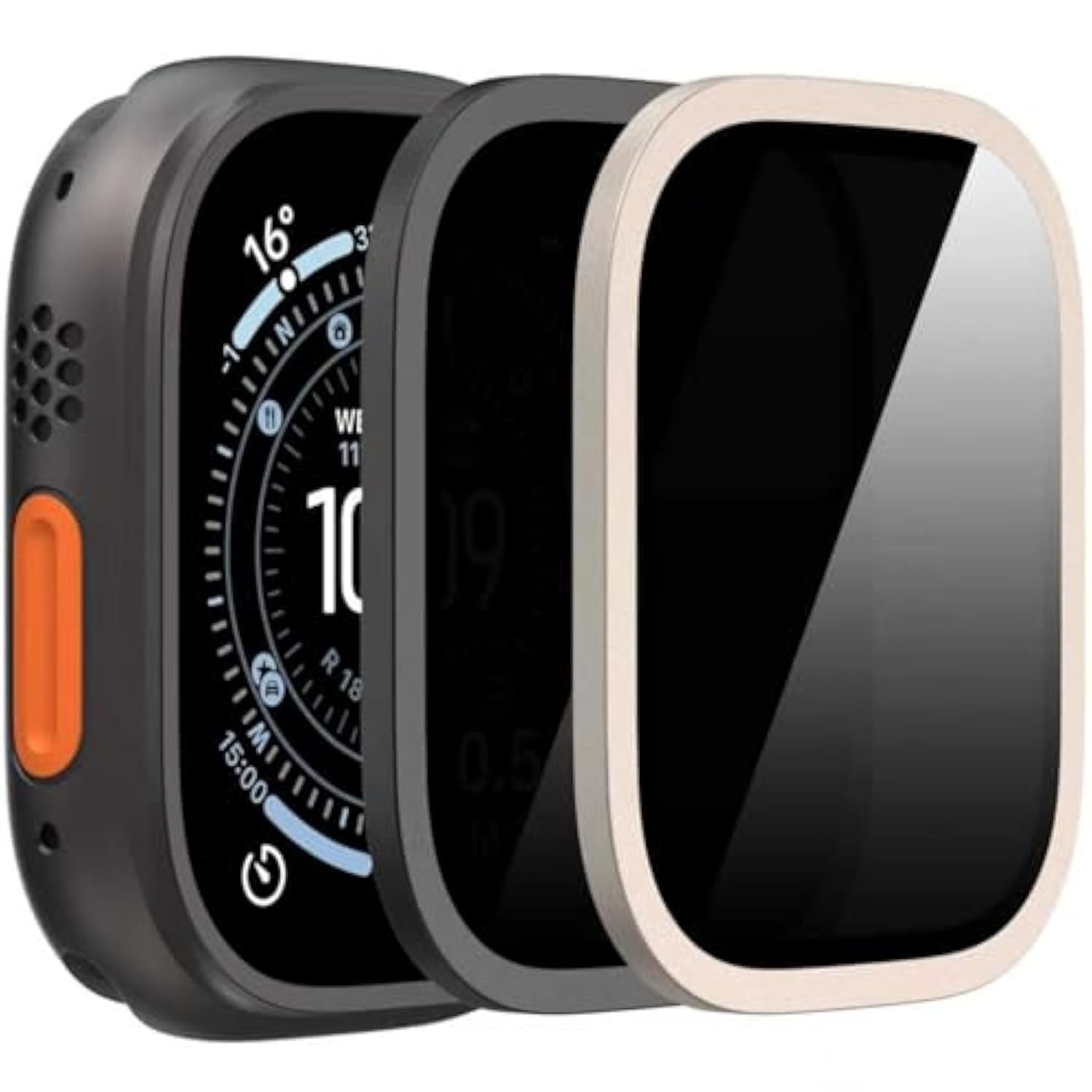 2-Pack For Apple Watch Ultra/Ultra 2 49Mm Privacy Screen Protector, [Anti-Peeping] Tempered Glass Ultra-Thin Full Coverage Protective Film -Black+Titanium