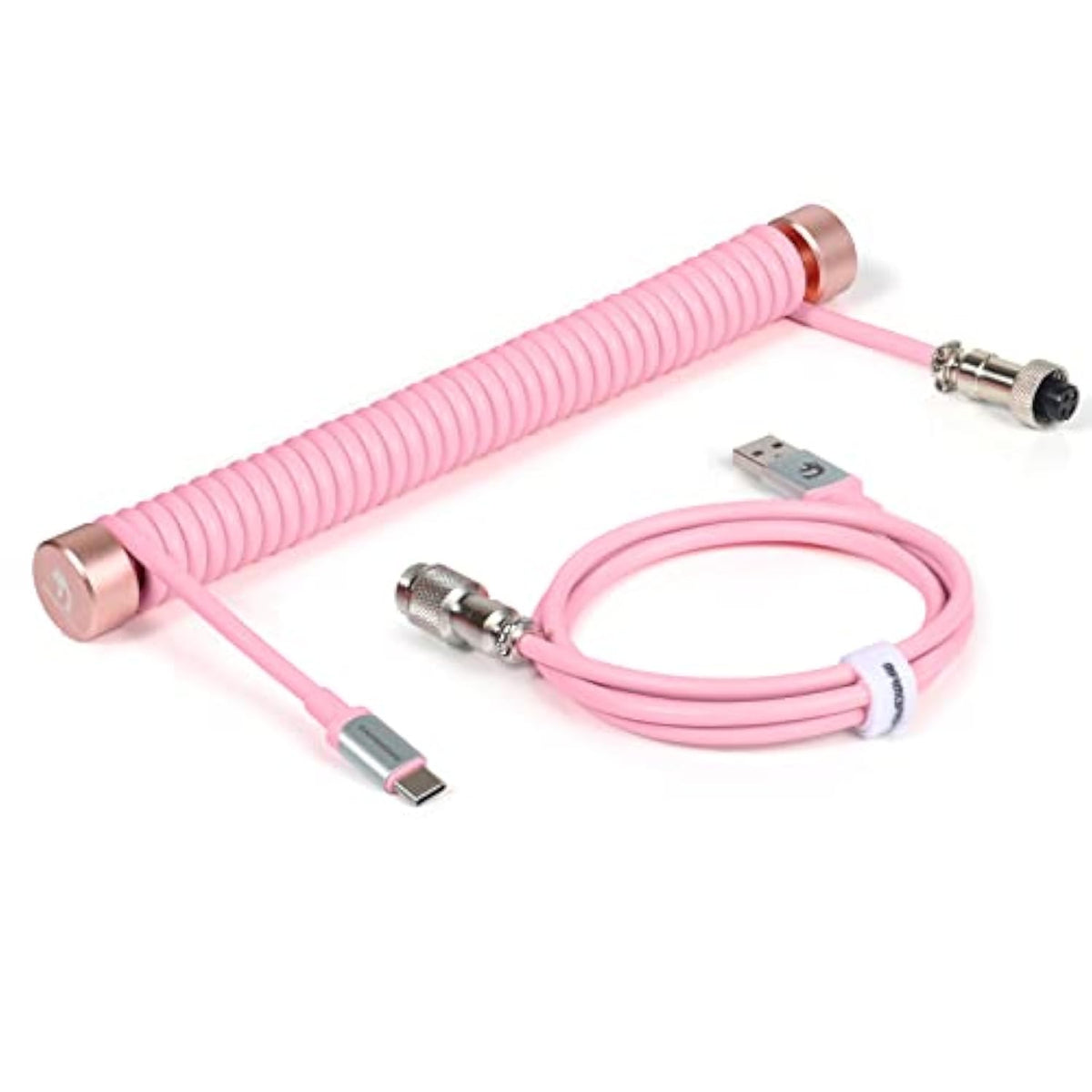 Custom Coiled Usb C To A Cable And Rose Gold Coiled Cable Winder With Detachab
