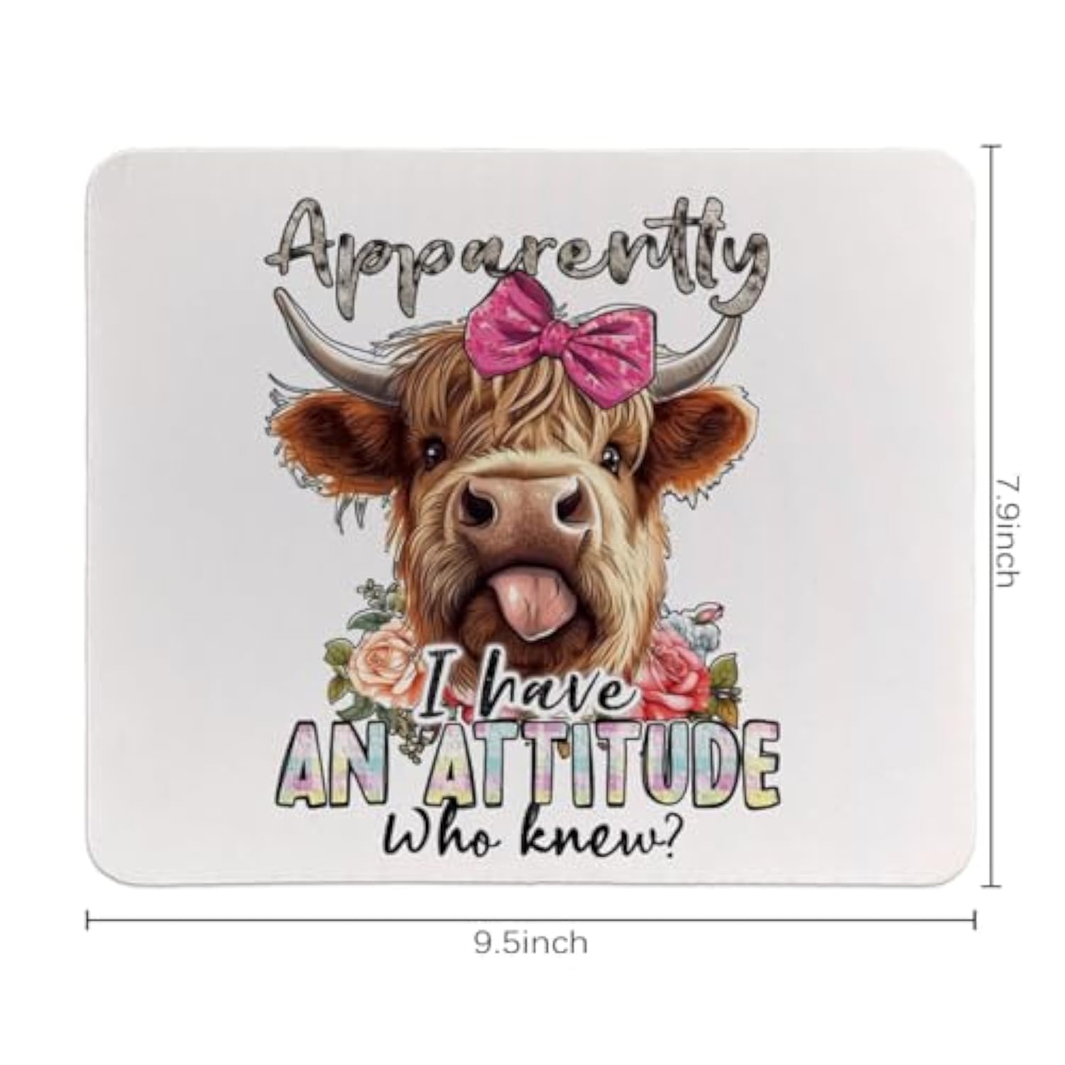 Highland Cow Office Desk Accessories,Small Mouse Pad,Washable Square Cloth Mousepad For Office Laptop Computer,Non-Slip Rubber Base Mouse Pads For Wireless Mouse,9.5X7.9 Inches