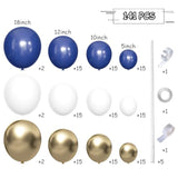 141-Pc Blue, White & Gold Balloon Garland Kit for Birthday, Shower & Wedding Decor