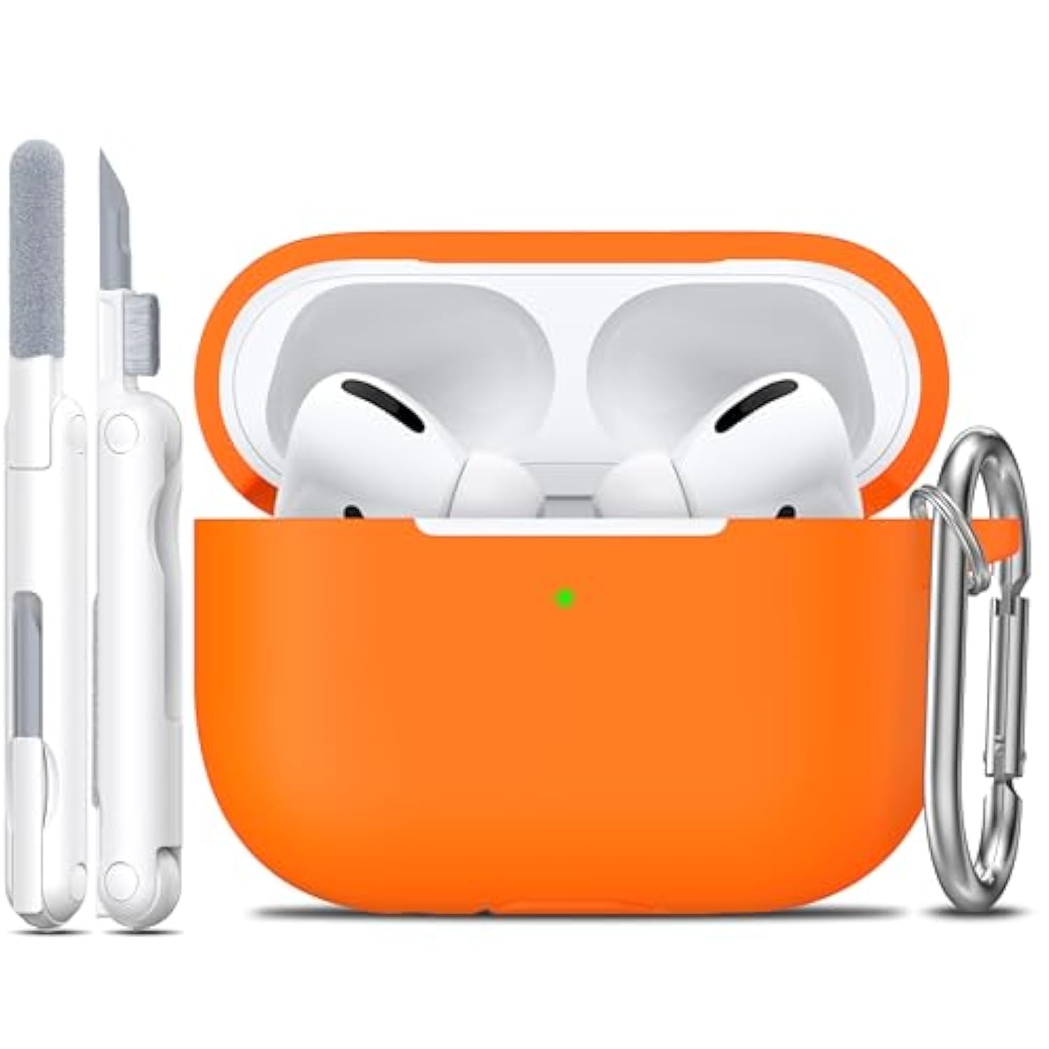 For Airpods Pro 2Nd/1St Generation Case With Cleaner Kit,Soft Silicone Protective Case Cover For Apple Airpod Pro 2/1 For Women Men,Airpods Pro Case Accessories With Keychain,Orange