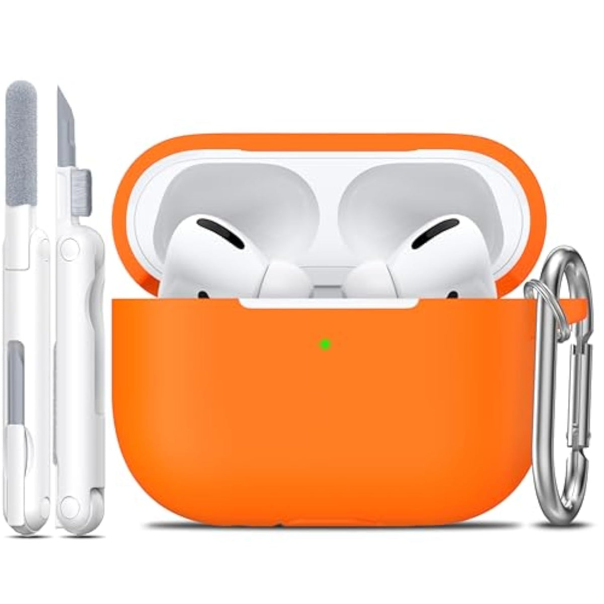 For Airpods Pro 2Nd/1St Generation Case With Cleaner Kit,Soft Silicone Protective Case Cover For Apple Airpod Pro 2/1 For Women Men,Airpods Pro Case Accessories With Keychain,Orange