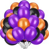 100Pc Halloween Balloons – 13" Orange Purple Black Latex Party Decorations