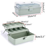 3-Layer Plastic Dividing Storage Craft Organizer With Adjustable Spacers And Portable Handled Multipurpose Home Utility Box For Medicine, Sewing And Art Supply
