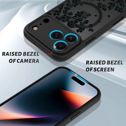 Case for iPhone 17 Pro Max 6.9 Inch (Compatible with MagSafe) Floral Flowers Design Translucent Phone Cover Soft TPU + Hard PC Anti-Scratch