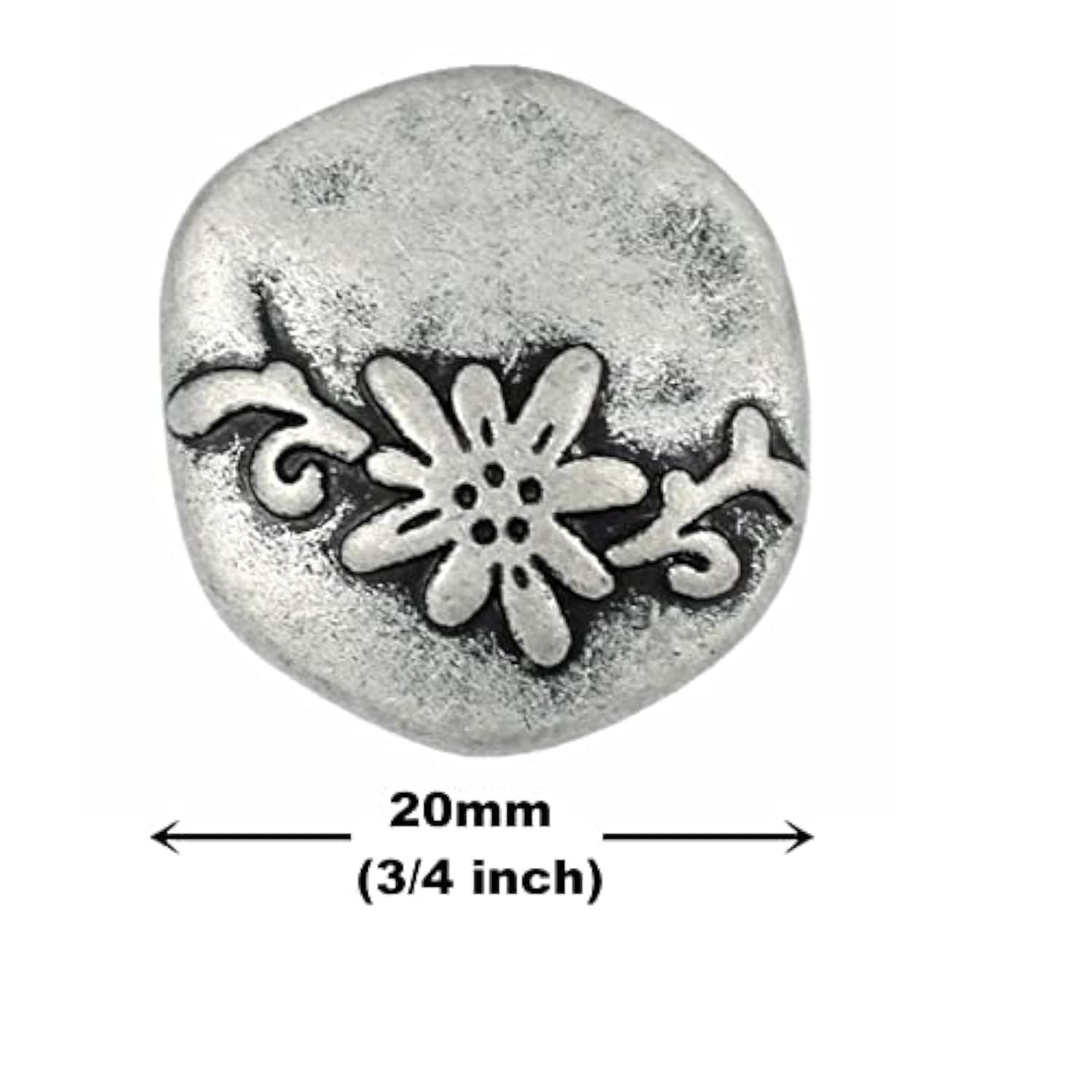 10 Pieces Hexagon Vine Flower Metal Shank Buttons. 20Mm (3/4 Inch) (An