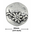 10 Pieces Hexagon Vine Flower Metal Shank Buttons. 20Mm (3/4 Inch) (An