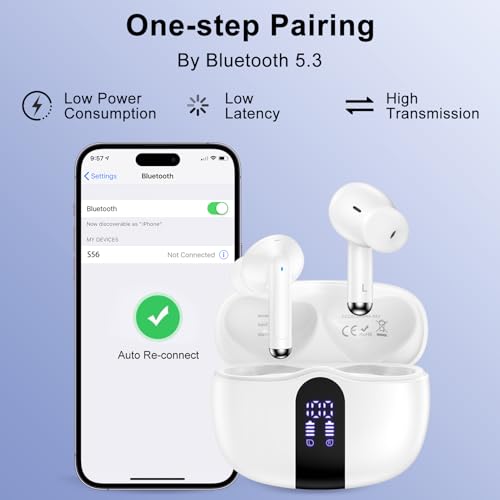 Earbuds Wireless Ear Buds for  Galaxy S26 Ultra Plus S26 A17 A16 5G S25 FE A15 A35 A26, Bluetooth 5.3 Headphones Bass Stereo in Ear