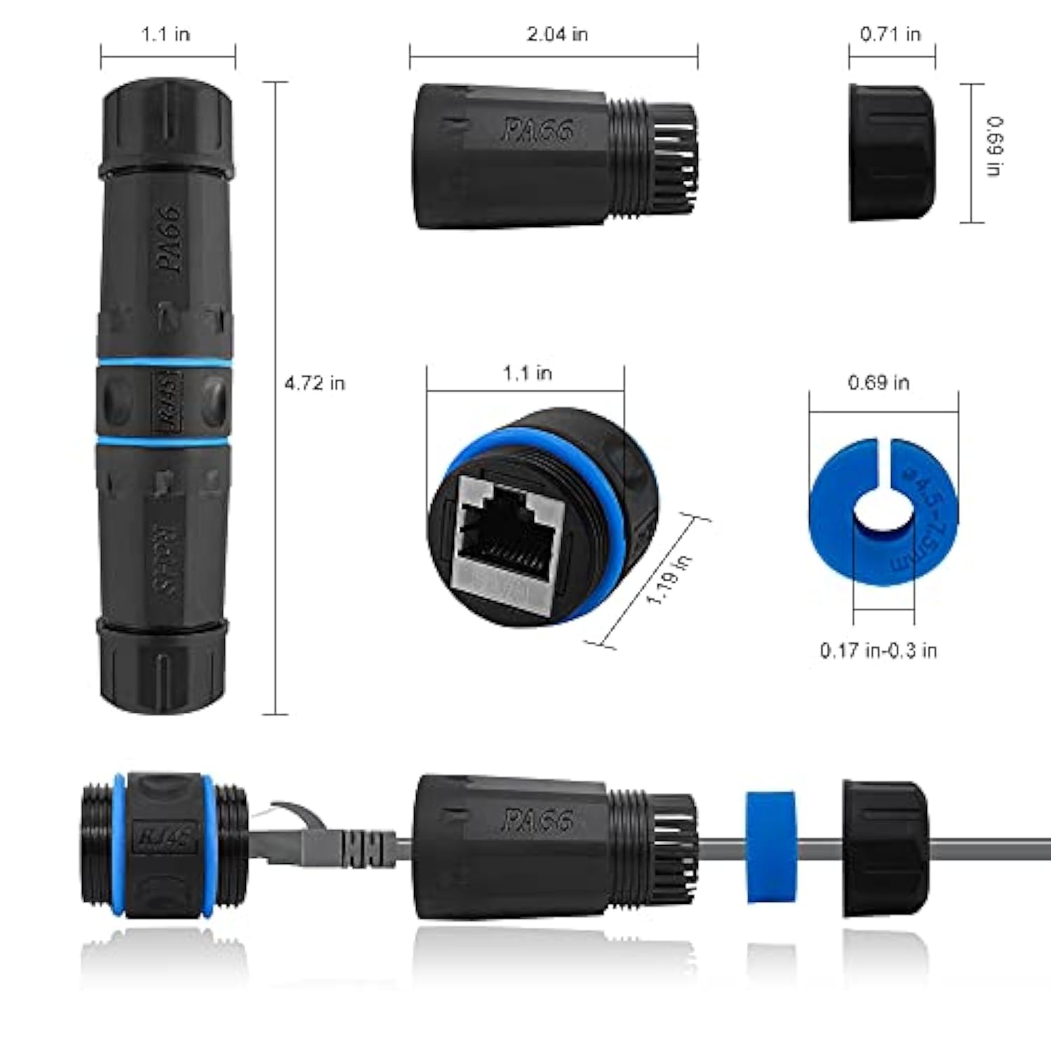 Waterproof Rj45 Coupler, Shielded Female To Female Waterproof Ethernet Coupler