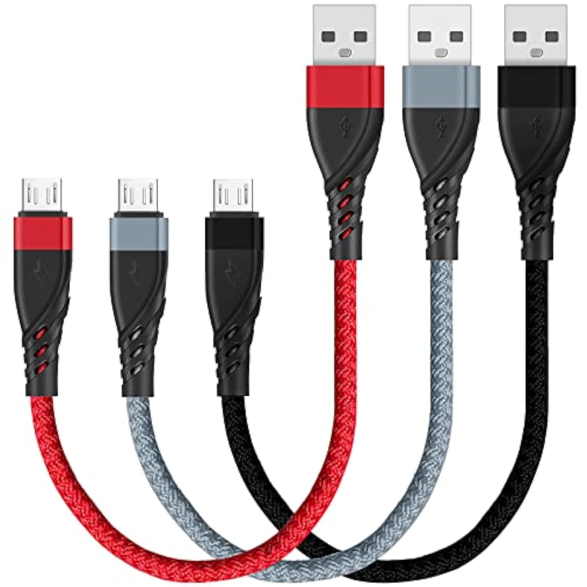 Micro Usb Cable 1Ft[3Pack], Short Usb To Micro Braided Usb 2.0 Fast Charging A