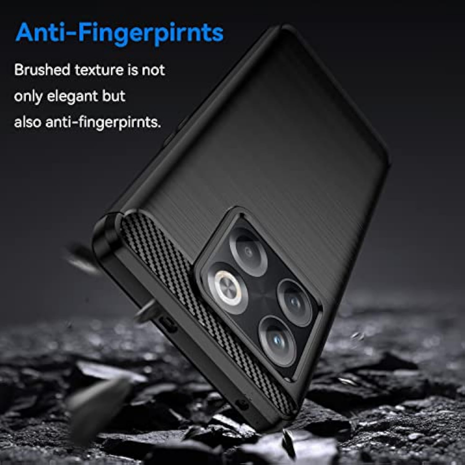 For Oneplus 10T Case,Oneplus 10T Phone Case With Screen Protector Shock-Absorption Flexible Tpu Rubber Protective Cell Phone Cover For Oneplus 10T 5G(Black)