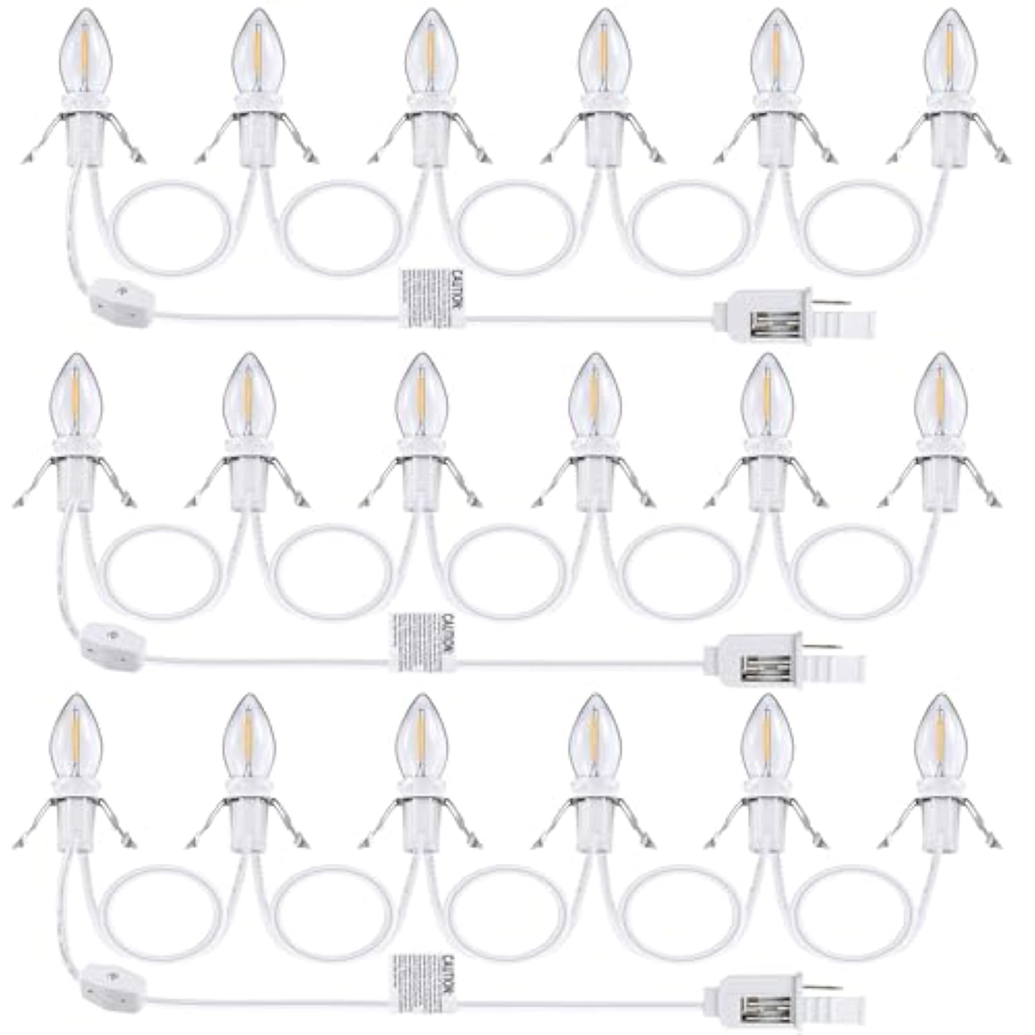 3 Pack Accessory Cord With 6 Led Bulbs, 11.5 Ft Christmas Village Light With On/Off Switch Plugs And Spare Fuse For Hall