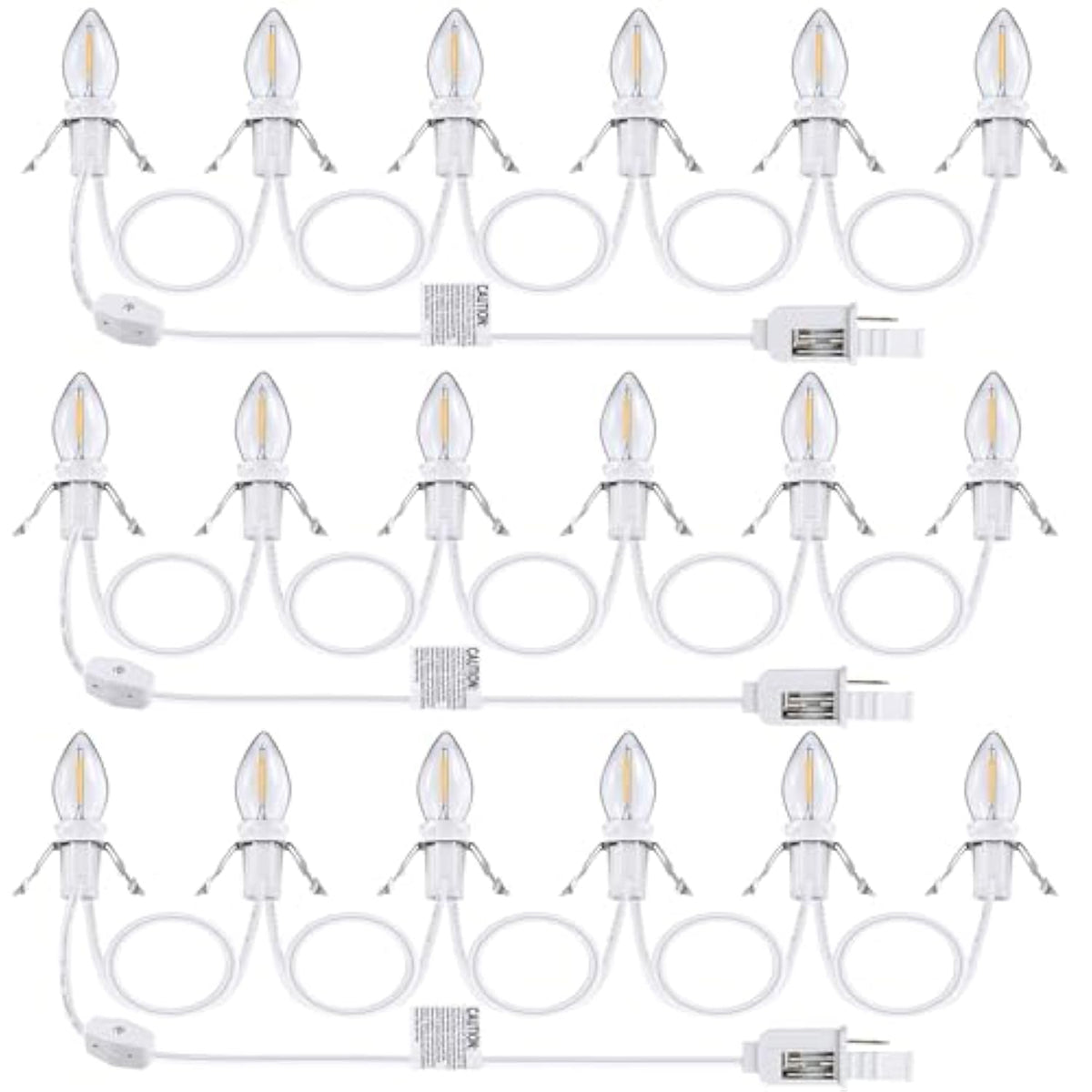 3 Pack Accessory Cord With 6 Led Bulbs, 11.5 Ft Christmas Village Light With On/Off Switch Plugs And Spare Fuse For Hall