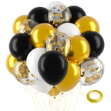 60pcs Gold Black Confetti Balloons 12inch Party Decorations
