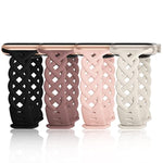 Slim Silicone Bands Compatible With Apple Watch Band 40Mm 38Mm 41Mm 44Mm 45Mm 46Mm 42Mm Women Floral Breathable Braided Lace Thin Sport Strap Replacement Wristbands For Iwatch Se Series 10 9 8 7 6 5 4 3 Ultra 2
