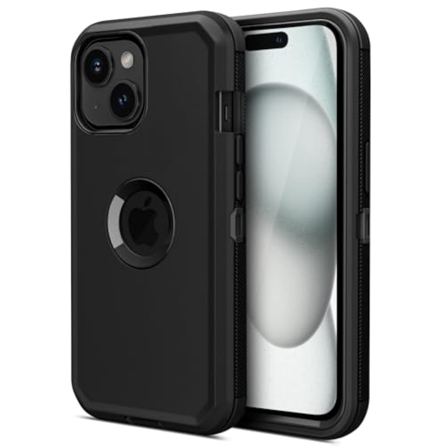 For Iphone 15 Case, Heavy Duty Drop Protection Screenless Dual Layer Shockproof Rugged Tough Bumper Dust Proof Phone Case Compatible With Iphone 15 6.1 Inches 2023 Released - Black